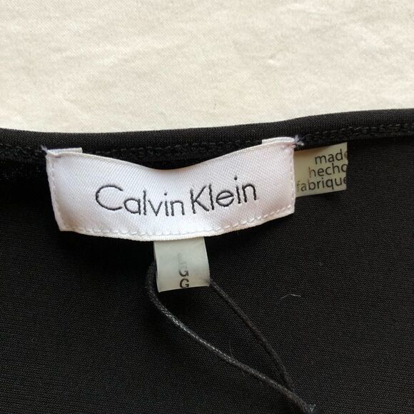 Calvin Klein Short Sleeve Blouse black/tan/white Large New with tag - Picture 2 of 9